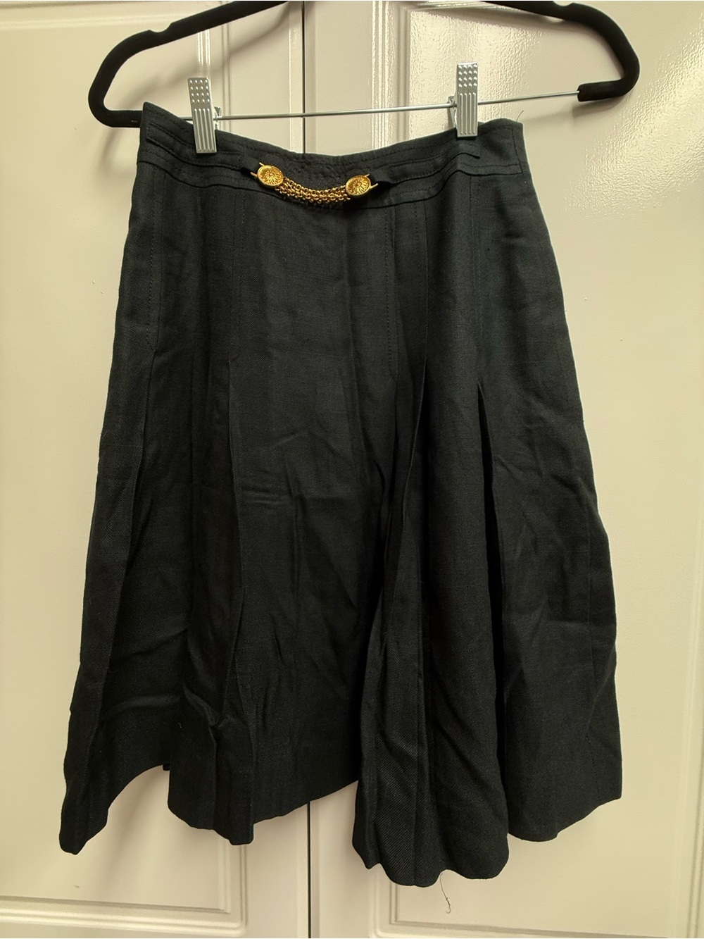 Vintage Celine Midi Skirt with Gold Chain Accent